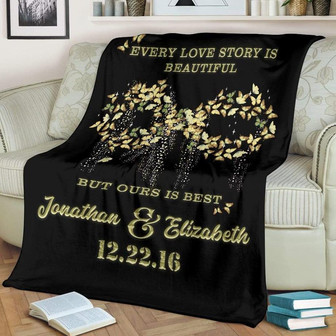 Blankets- Flying Butterfly Infinity Sign Personalized Blanket, Gift For Wife, Christmas Blanket, Valentine, Wedding, Anniversary - Thegiftio