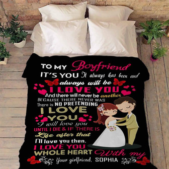 Blankets- "To My Boyfriend I Love You With My Whole Heart "- Personalized Blanket, Gift For Wife, Christmas Blanket, Valentine, Wedding, Anniversary - Thegiftio UK