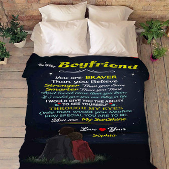 Blankets- "To My Boyfriend Your Are My Sunshine" Personalized Blanket, Gift For Wife, Christmas Blanket, Valentine, Wedding, Anniversary - Thegiftio UK