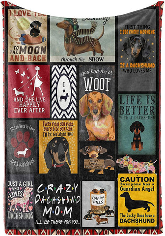 Blankets Throws Dachshund Dog Flannel Fleece Blankets for Men Women Christmas New Year Birthday Gifts - Thegiftio UK