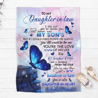 Blue Butterfly To My Daughter-in-law You Are Also Daughter-in-heart Blanket Gift For Daughter From Mom Home Decor - Thegiftio UK