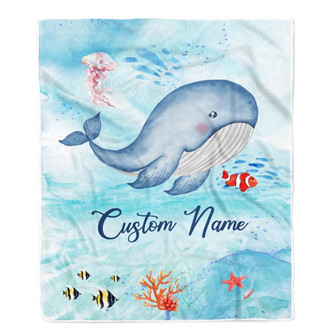 Blue Whale Blanket For Son Daughter Niece Nephew Grandson Granddaughter Birthday Christmas Customized Blanket - Thegiftio