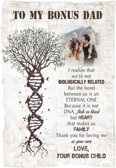 To My Bonus Dad Blanket Custom Picture - DNA Tree Thoughtful Fleece Throw for Stepdad, Bonus Father, Birthday - Thegiftio UK