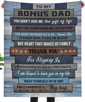 Bonus Dad Blanket - Best Dad Blankets, for Stepfather/Bonus Dad/Stepdad, Gifts for Stepdad from Daughter, Stepdad Birthday Gift Ideas - Thegiftio UK