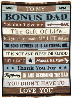 To My Bonus Dad Blanket Stepped Up Dad Throws from Son Daughter Blankets Throw Gifts for Father's Day Birthday Blanket - Thegiftio UK