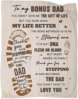 To My Bonus Dad Blanket, Stepdad Gifts from Daughter Son for Fathers Day Birthday Christmas Thanksgiving Day - Thegiftio UK