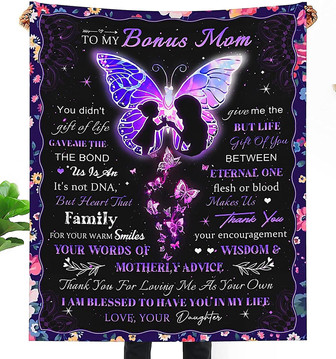 Bonus Mom Gifts from Daughter, Bonus Mom Blanket Gift for Stepmom Birthday Christmas Day - Thegiftio UK