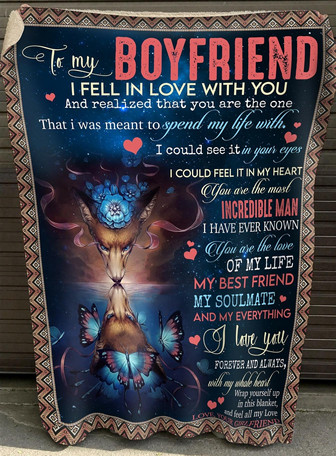 To My Boyfriend I Fell In Love With You Fleece Blanket, Christmas Gift, New Year Gift, Valentine Gift, - Thegiftio UK