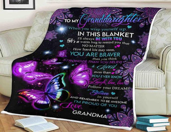 Butterfly Banket To My Granddaughter You Are Braver Than You Think Stronger Than You Believe,Gift For - Thegiftio UK