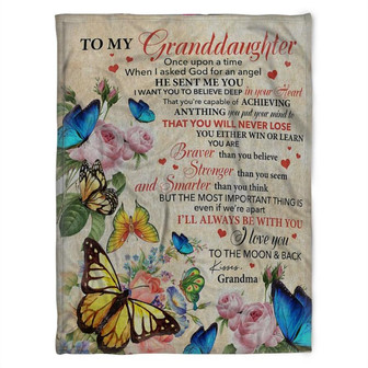 Butterfly Blanket,To My Granddaughter He Sent Me You,I Want You To Believe Deep In Your Heart,Gift For - Thegiftio UK