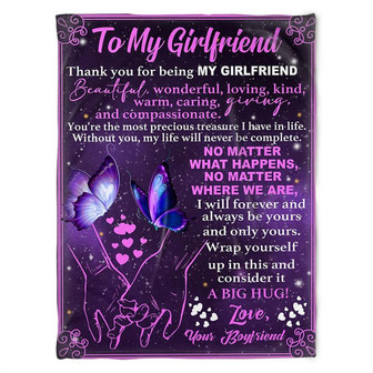 Butterfly Blanket. To My Girlfriend, Thank You For Being My Girlfriend. Gift For Girlfriend Family Home Decor - Thegiftio UK