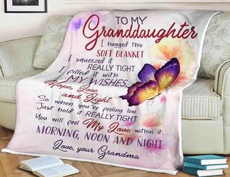 Butterfly Blanket To My Granddaughter I Filled It With My Wishes Hope Love And Light You,Gift For Granddaughter Family - Thegiftio UK