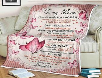 Butterfly Blanket To My Mom Thank You For Being My Mother My Best Friend You Are World, Gift For Mom Family Home Decor - Thegiftio UK