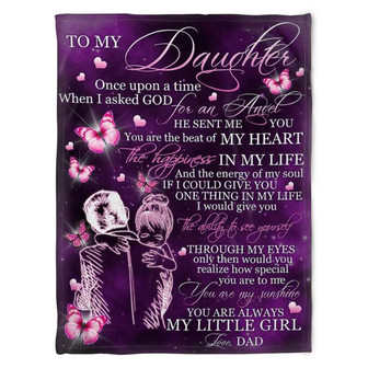 Butterfly To My Daughter Love Dad, Soft Blanket, Fleece Blanket.Gift For Daughter Family Birthday Gift Home Decor - Thegiftio UK