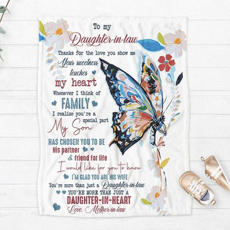 Butterfly To My Daughter-in-law Thanks For The Love You Show Me Blanket Gift From Mother-in-law Birthday Gift Home Decor - Thegiftio UK