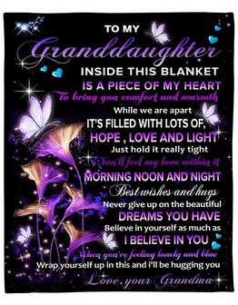 Butterfly To My Granddaughter Hope Love And Light Blanket Gift From Grandma Home Decor Bedding Couch Sofa Soft - Thegiftio UK