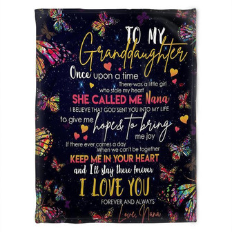 Butterfly To My Granddaughter Keep Me In Your Heart I Love You,Fleece Blanket.Gift For Granddaughter Family - Thegiftio UK