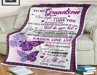 Butterfly To My Grandson,Just Do Your Best,Gift For Grandson Birthday,Gift Bedding Couch Sofa Soft And Comfy Cozy - Thegiftio UK