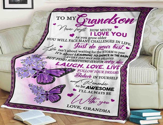 Butterfly To My Grandson,Just Do Your Best,Gift For Grandson Birthday,Gift Bedding Couch Sofa Soft And Comfy Cozy - Thegiftio