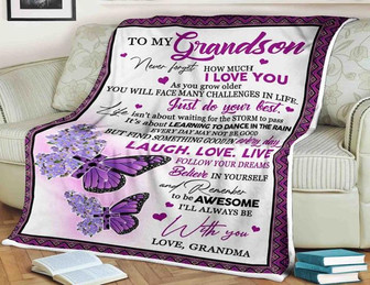 Butterfly To My Grandson,Just Do Your Best,Gift For Grandson Birthday,Gift Bedding Couch Sofa Soft And Comfy Cozy - Thegiftio UK