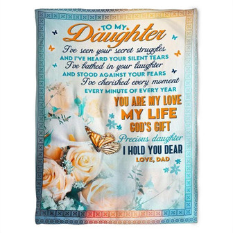 Butterfly Rose To My Daughter You Are My Love My Life,Fleece Blanket,Gift For Daughter Family Birthday Gift Home Decor - Thegiftio UK