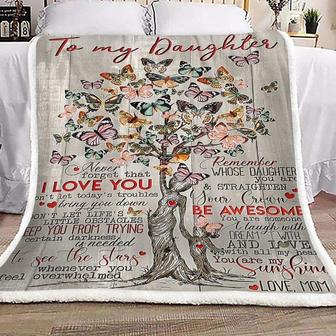 Butterfly Tree of Life To My Daughter from Mom Blanket Straighten Your Crown and Be Awesome Great Gifts for Birthday Christmas Thanksgiving - Thegiftio UK