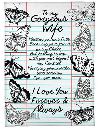 Butterfly To My Wife I Love You Forever And Always Blanket Gift For Wife Birthday Gift Home Decor Bedding Couch - Thegiftio UK