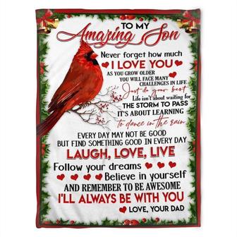 Cardinal Dad To My Amazing Son Follow Your Dreams Happy Christmas,Fleece Blanket. .Gift For Son Family Home Decor - Thegiftio UK