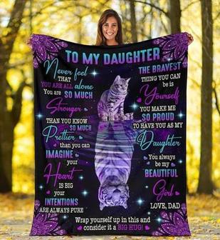 Cat Tiger To My Daughter Never Feel That You Are All Alone Purple Mandala Blanket Gift For Daughter From Mom - Thegiftio UK
