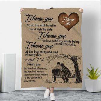 I Choose You Message Fleece Chritsmas Blanket Chritsmas Gift Couple Blanket Anniversary Message Blanket - Thegiftio UK