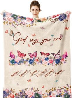 Christian Blanket for Women Men God Says You are Fleece Butterfly - Thegiftio UK