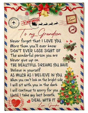 Christmas To my Grandson Fleece Blanket, As Much As I Believe In You Gift for Grandson From Grandma Home Decor - Thegiftio UK