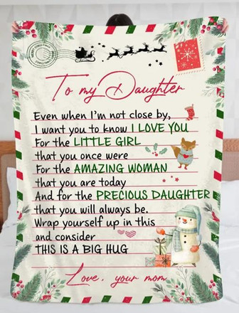Christmas Love Letter To My Daughter I Love You Design Fleece Blanket, Gift For Daughter From Mom Birthday Gift - Thegiftio