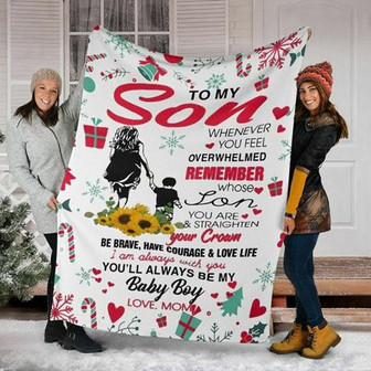 Christmas Mom To My Son Blanket, Fleece Blanket Home Decor Bedding Couch Sofa Soft And Comfy Cozy - Thegiftio UK
