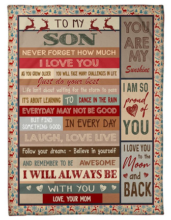 Christmas To My Son You Are My Sunshine Blanket Gift For Son From Mom Birthday Gift Home Decor Bedding Couch Sofa Soft - Thegiftio UK