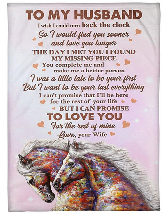 Colorful Horse To My Husband, To Love You,Fleece Blanket,Gift For Husband Home Decor Bedding Couch Sofa Soft - Thegiftio UK