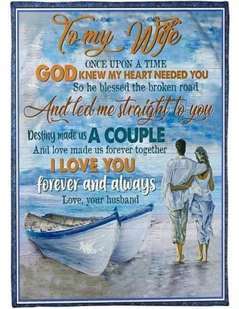 Couple On Beach Love You Forever And Always To My Wife Fleece Blanket Gift For Christmas, Home Decor - Thegiftio UK