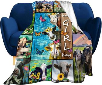 Cow Blanket Cute Warm Fuzzy Throw Blanket Flannel Fleece Blankets Kids Adults for Bedding Sofa Travel - Thegiftio UK