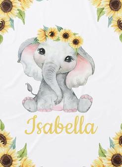 Custom Baby Blanket with Name for Boy Girl Personalized Elephant Super Soft Blankets for Newborn Baby - Thegiftio UK