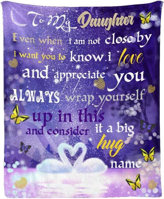 Custom Blanket with Name To My Daughter Soft Fleece Throw Blanket for Gifts, Swan Blanket For Daughter - Thegiftio UK