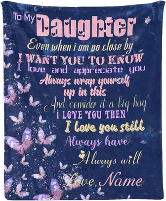 Custom Blanket with Name Personalized Throw to My Daughter Butterfly Fleece Blanket for Gifts Bed - Thegiftio UK