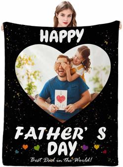 Custom Blanket with Photo for Dad, Personalized Picture Throw Blankets for Father's Day, Birthday from Daughter Or Son - Thegiftio UK