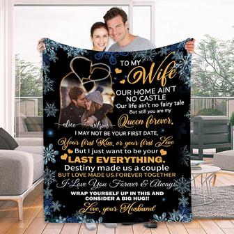 Custom Blanket with Picture & Names Change Birthday Gifts for Her from Husband for Valentine, Wedding Anniversary, Christmas - Thegiftio UK