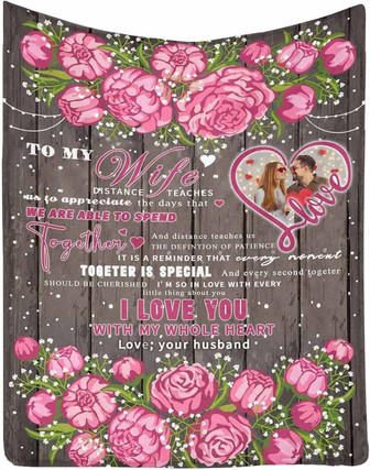 Custom Blanket to My Wife Form Husband for Valentine's Day, I Love You with My Whole Heart Blanket - Thegiftio UK