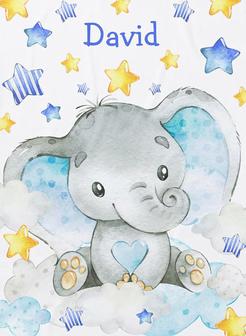 Custom Elephant Art Baby Blankets with Name Super Soft Fleece Blanket for Girl Boy Kids - Thegiftio UK