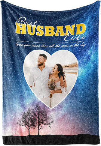 Custom Outpost Personalized Photo Blanket for Husband, Best Husband Ever Gifts from Wife, Birthday Father's Day Gift - Thegiftio UK