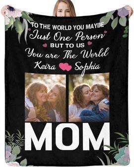 Custom Photo Blanket for Mom Grandma Personalized Name Picture Soft Fleece Throw Blanket - Thegiftio UK