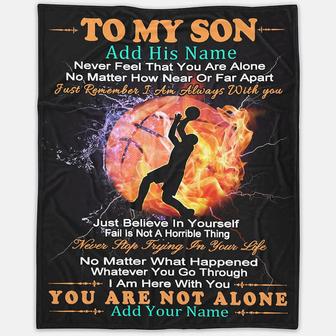 Custom To My Son from Mom Dad Blanket Basketball Personalized Boys Name Gift for Birthday Graduation Fathers Day - Thegiftio UK