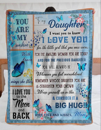 Customizable To My Daughter Love You To The Moon And Back Butterfly Floral Blanket, Daughter Graduation - Thegiftio UK