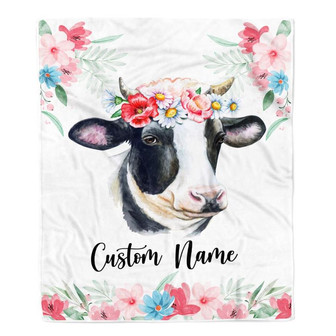 Cute Cow Blanket For Girl Newborns Baby Daughter Niece Granddaughter Birthday Christmas Customized Throw Blanket - Thegiftio